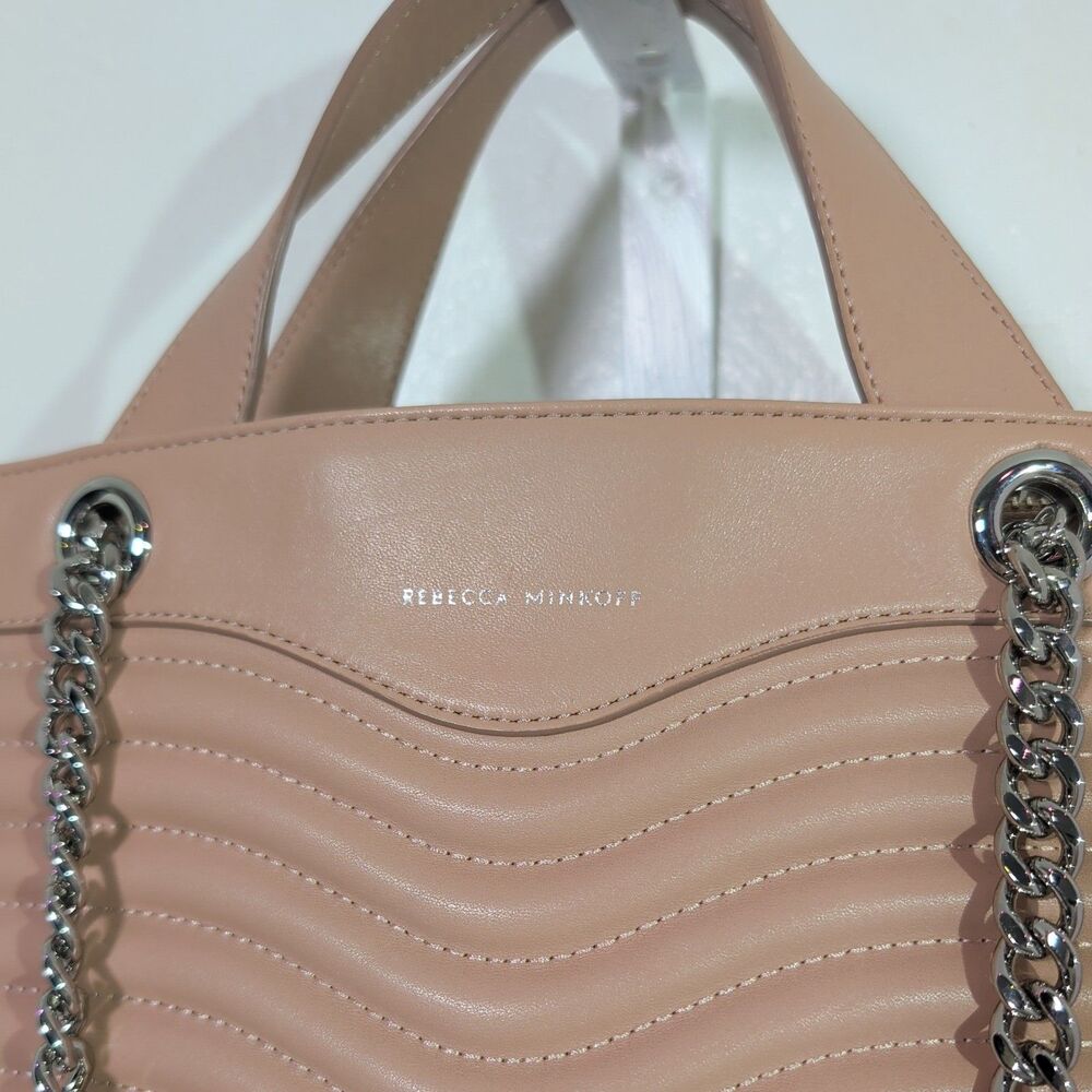 Rebecca Minkoff Brown Quilted Satchel Top Handle Bag Silver Hardware Chain Strap - Picture 2 of 14